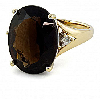 9ct Gold Smoky Quartz Ring Size M